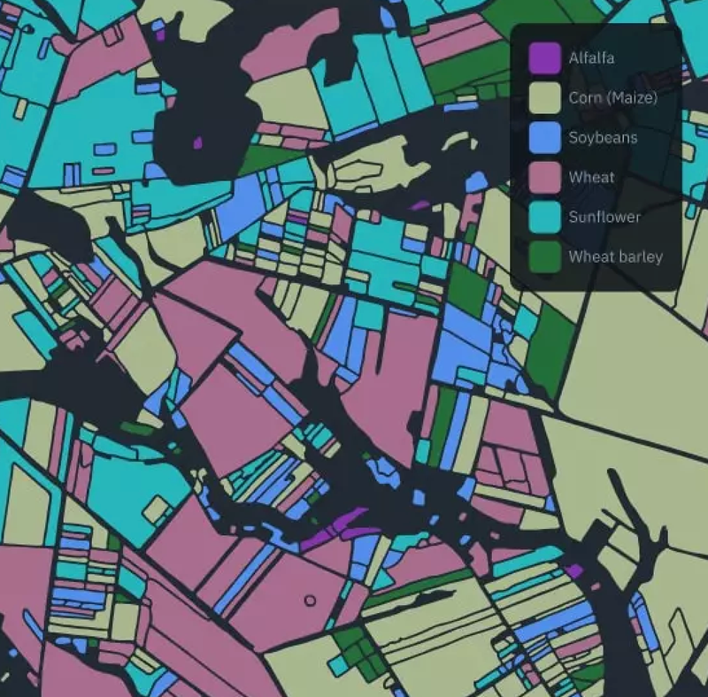 Crop classification, image and feature by EOS data analytics